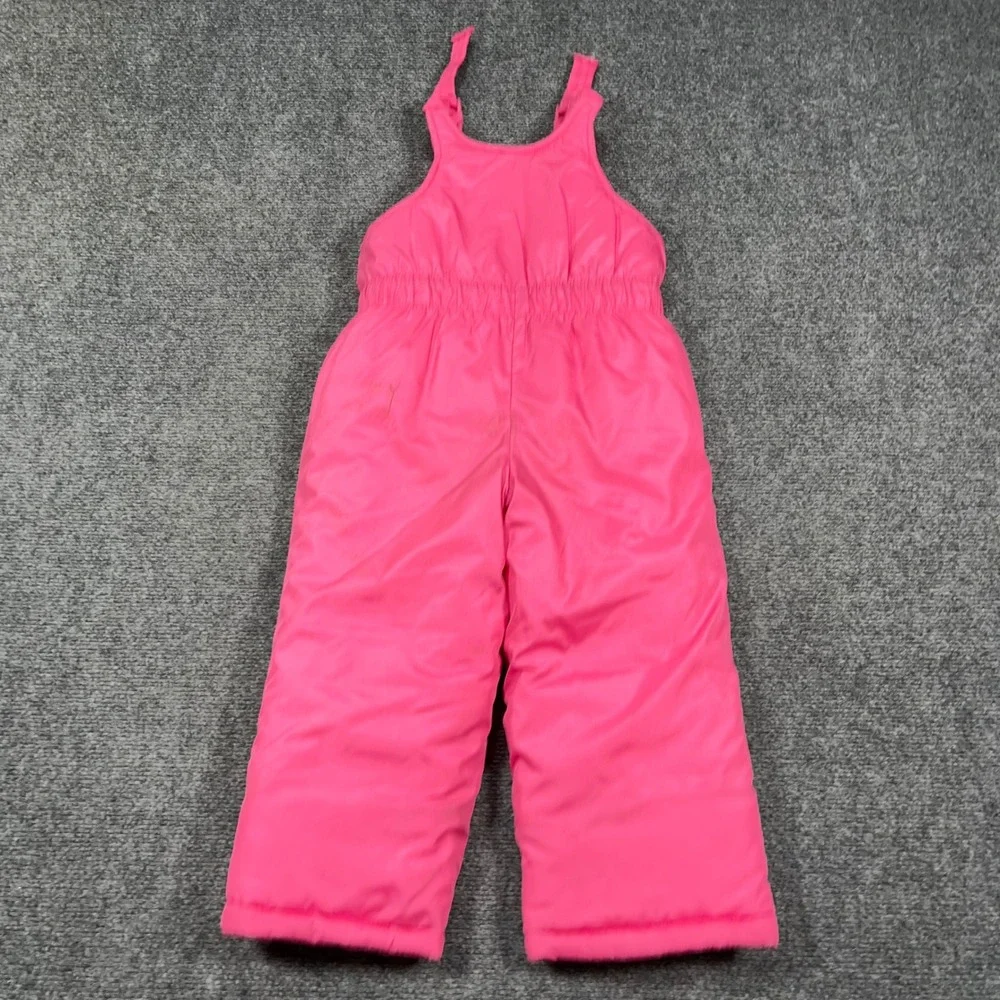 OshKosh B'gosh Snow Bibs Toddler Girls 3T Padded Insulated Pink Overalls Winter